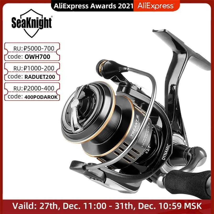 Seeaknight Brand Treant III Series 5x0x1 5x8x1 rolo de pesca 1000-6000 max drag 28lb girando para o sistema de rolamentos duplos 211228