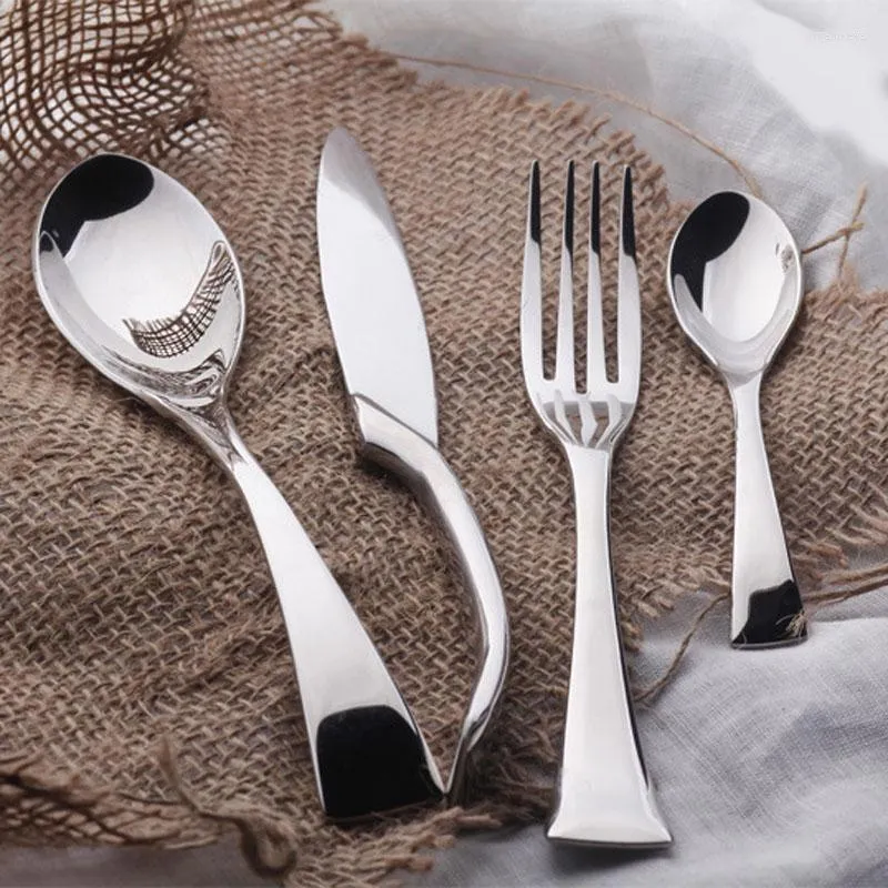 Dinnerware Sets 4-24pcs Stainless Steel Silver Cutlery Set Luxury French Design Western Flatware Steak Knife Fork Teaspoon Christmas