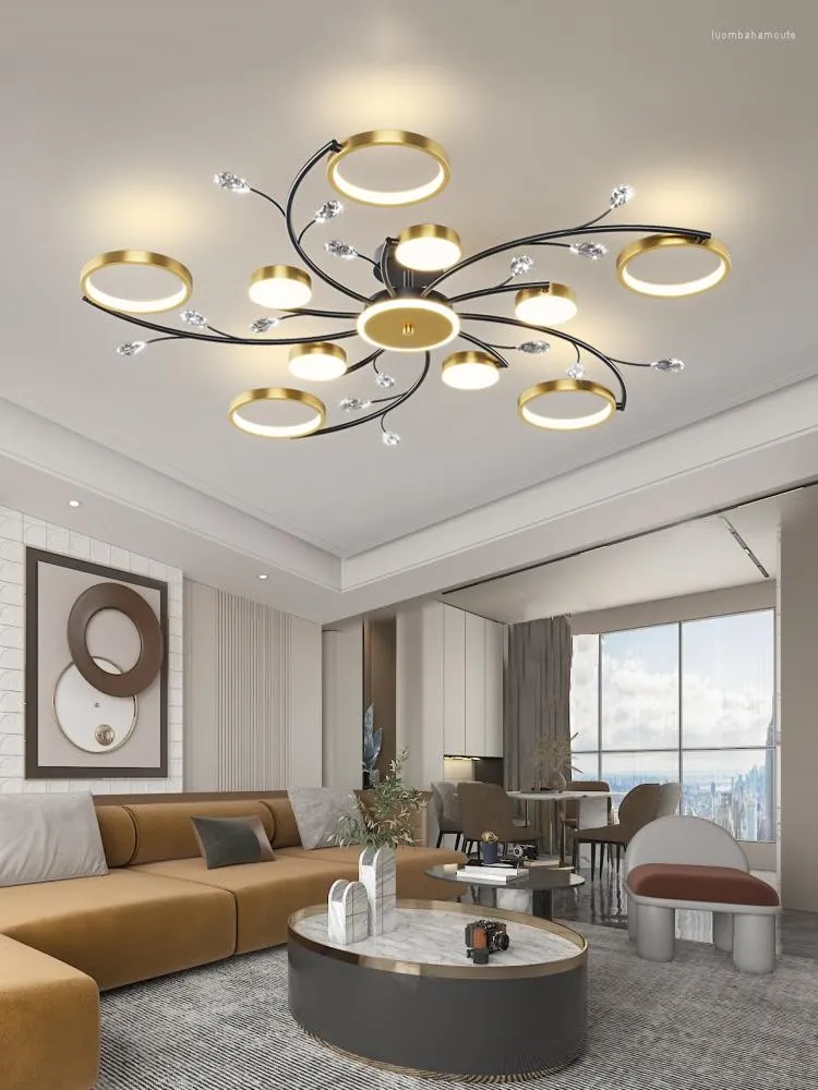 Chandeliers Modern LED Chandelier For Living Room Decoration Indoor Lighting Bedroom Loft Ring Flower Ceiling Lamp Kitchen Gold Hanging