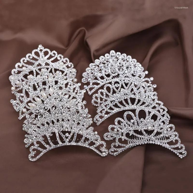 Headpieces Elegante prinseskroon voor bruids tiara vol kristal bloemen trouwshowfeest vrouwelijk glanzend haar sieraden accessoires kopstukken