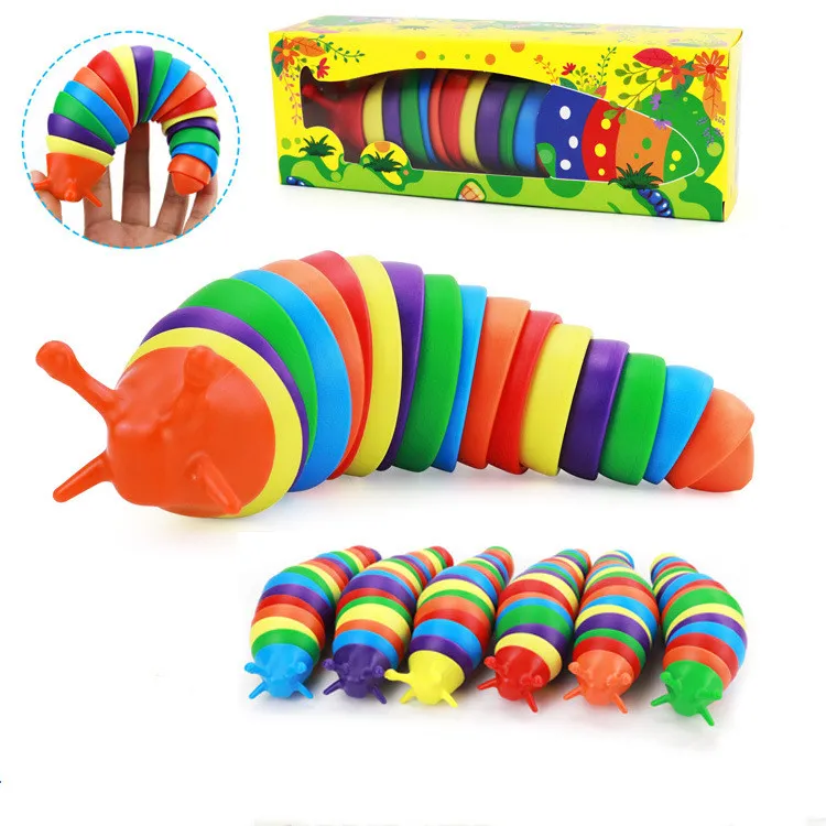 Toy Creative Articulated Slug Fidget Toy 3D Educacional Colorido Stress Relief Gift Toys for Children Caterpillar Toy C97