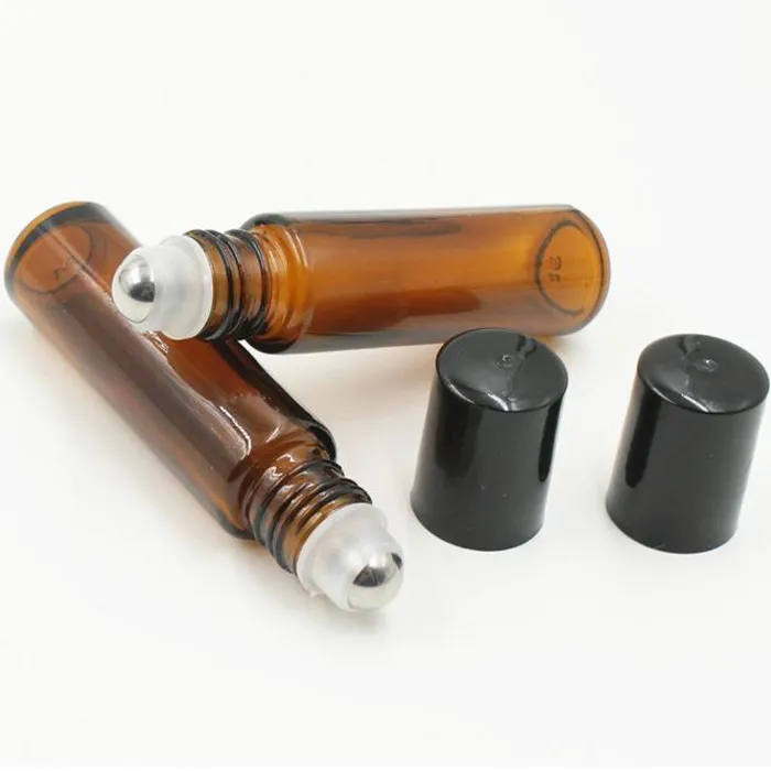 Portable Thick Glass Roller Bottle 10ml Refillable Roll On Bottles Empty