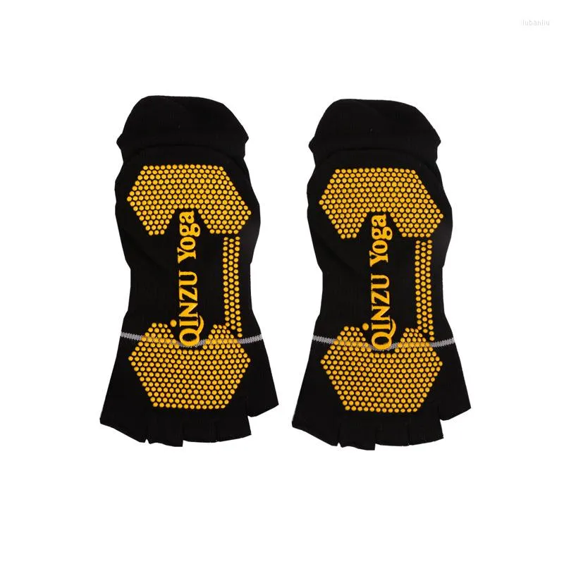 Sportsocken Professionelle Yoga Damen Herren Baumwolle Rückenfrei Anti-Rutsch Offene Spitze Halbfinger Pilates Fitness Ballett Sport Hausschuhe