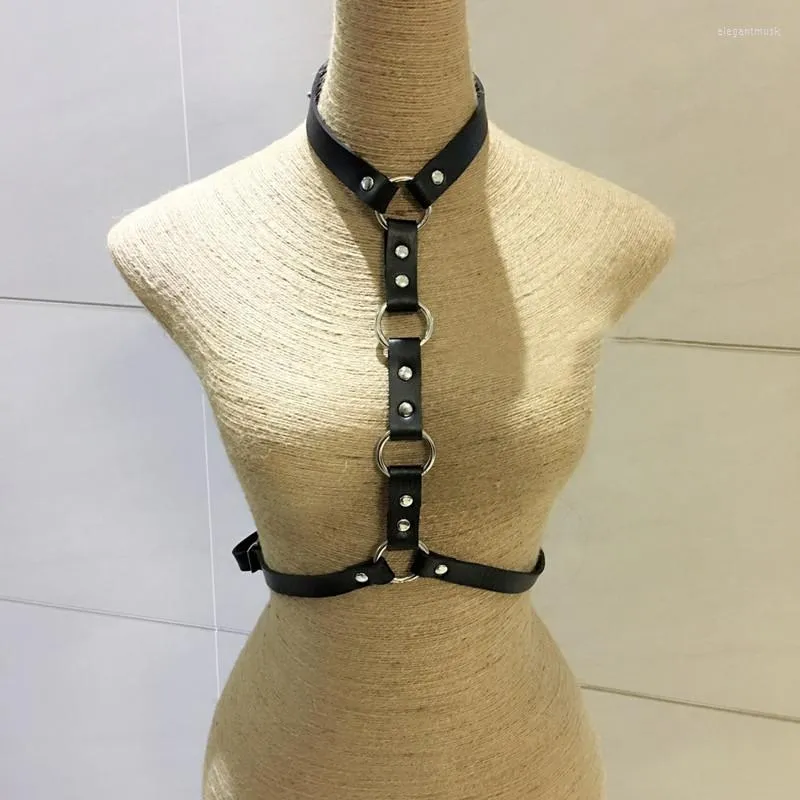 Bälten mode handgjorda rock halterneck choker läder sele kropp bondage bur punk metall midje remmar