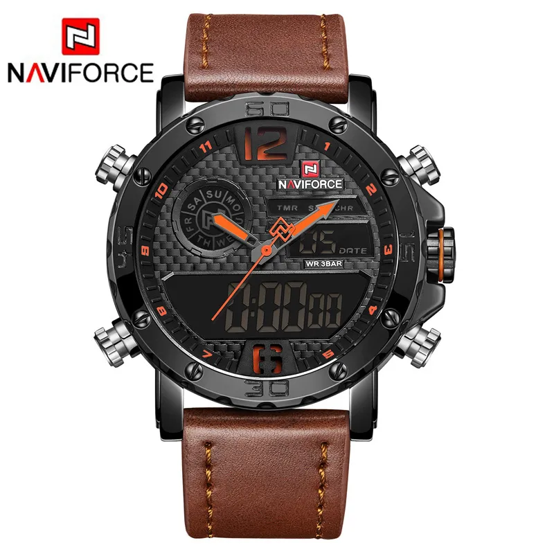 Wristwatches Mens Watches To Luxury Brand Men Leather Sports NAVIFORCE Men's Quartz LED Digital Clock Waterproof Military Wrist Watch 221010