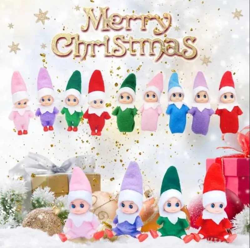 Christmas Decorations Elf Babies with Dummy Movable Arms Legs Doll House Accessories PVC Felt Baby Elves Dolls