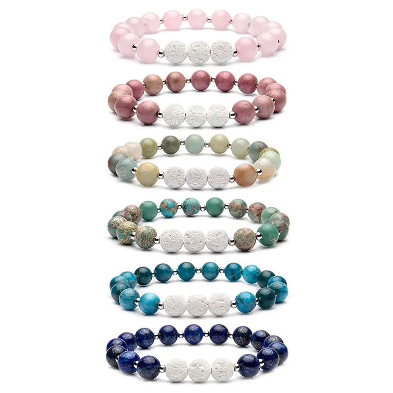 Natural Stone Handmade Beaded Strands Yoga Charm Bracelets For Women Men Lover Elastic Bangle Decor Jewelry