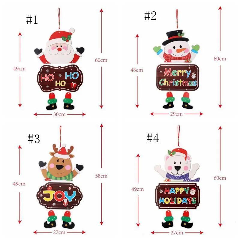 Christmas Ornaments Paper Board Door Window Hanging Pendant Welcome Merry Christmas Boards Xmas Decortaions Santa Claus Snowman YG870