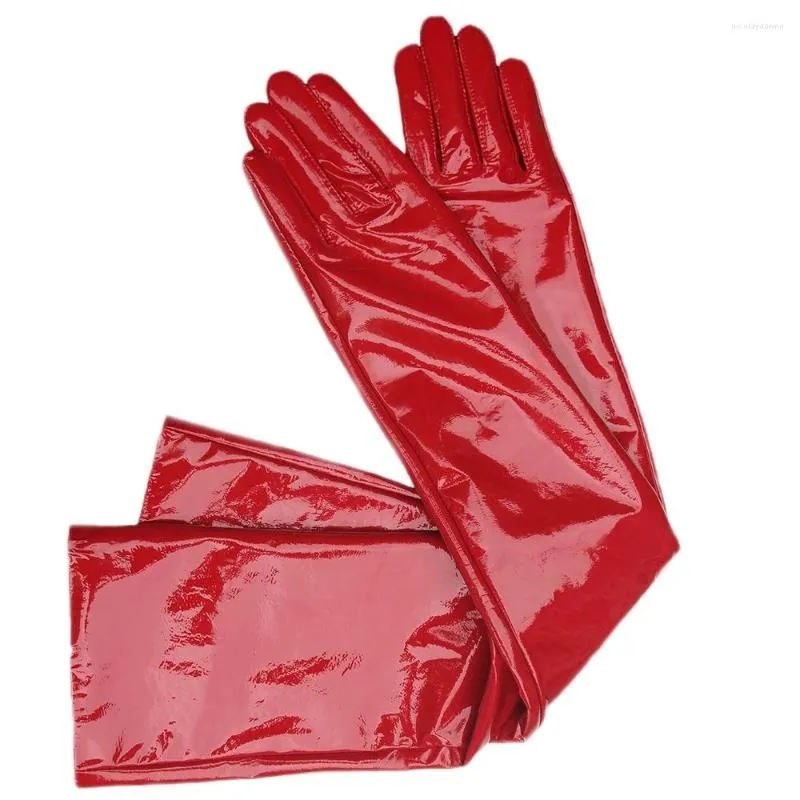 Gants longs en cuir verni pour femmes, fournitures de fête, Sexy, noir brillant, surlongueur, PU brillant, en vente