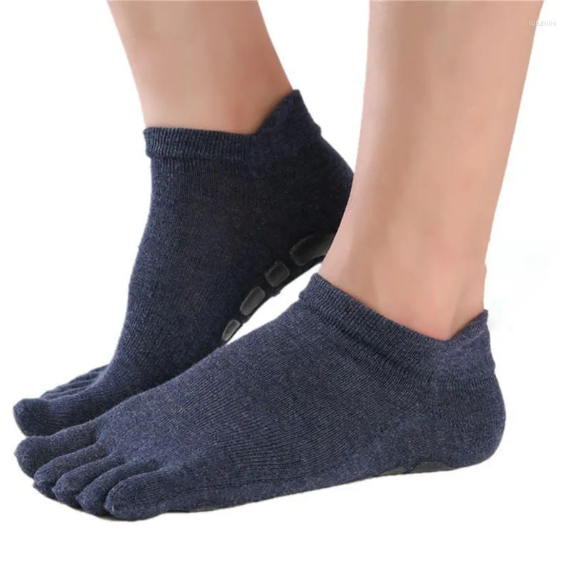 Chaussettes de sport hommes Sport hiver antidérapant cinq doigts coton respirant chaud Gym Fitness Yoga Pilates coupe basse mâle orteil