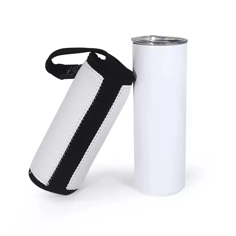 Drinkware Handle Sublimation Blanks 20oz 16oz Neoprene Skinny Tumbler Tote Iced Coffee Cup Bottle Sleeve Cover Bags Pouch With Adjustable Strap Handles