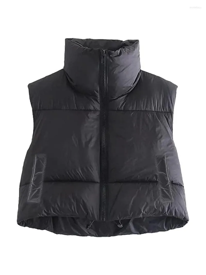 Damenwesten Damen S Crop Puffer Weste ärmellos leichte gesteppte Daunenjacke Mantel Reißverschluss gepolsterte Gilet Winter warme Oberbekleidung