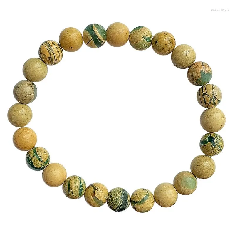 Strand Wholesale Natural Mica Stone Single Armband 8mm Round Bead Hand Row For Women Par Crystal Gift Fashion Jewelry