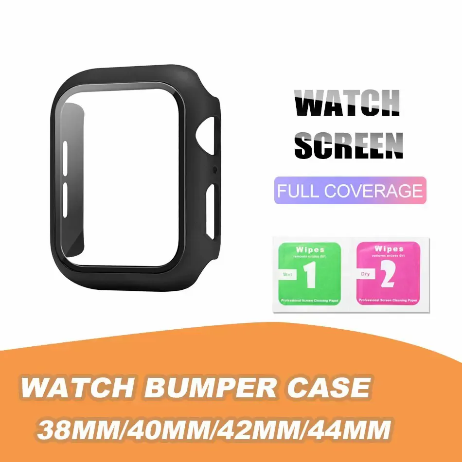 Para ma￧￣ hard will screet protetor de protetor de protetor de cobertura completa iwatch Series 7 5 4 3 2/38 40 42 44 41 mm