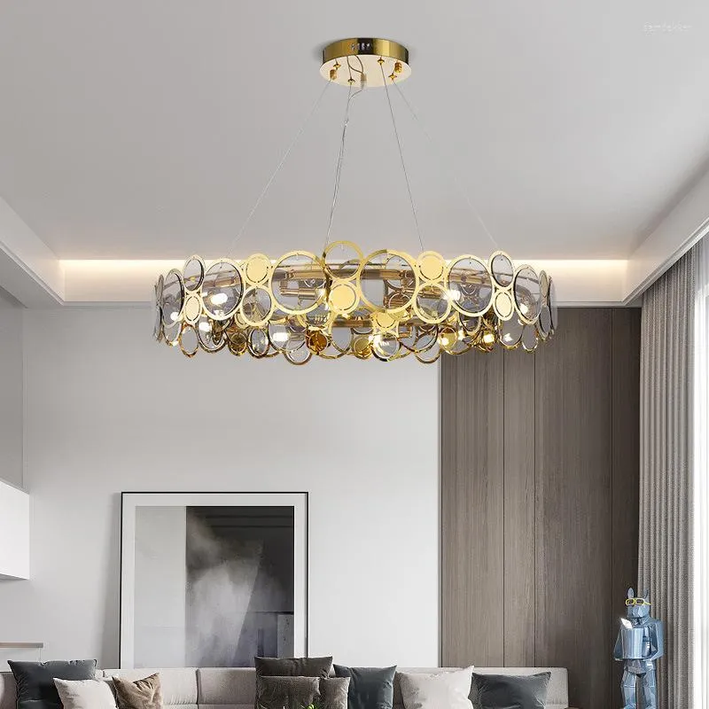 Pendant Lamps Luxury Postmodern Living Room Crystal Chandelier Bedroom Kitchen Island Round Hanging Lamp Restaurant Study LED Fixtures