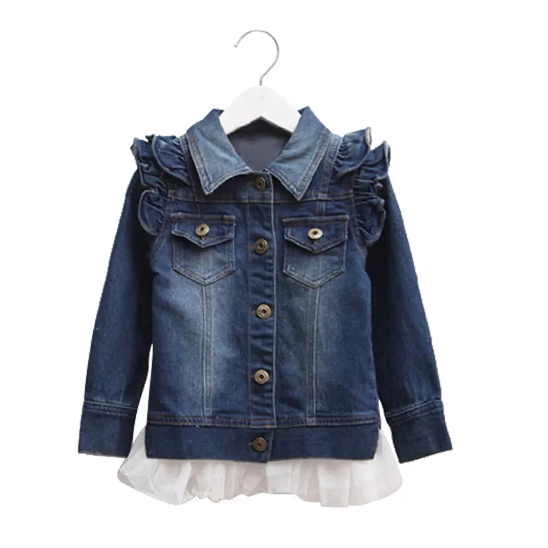 Jacken 3 12 Jahre Baby Mädchen Denim Mäntel Mode Kinder Outwear Mantel Patchwork in Spitze und Demin Kinder Jacke Kleidung 221010