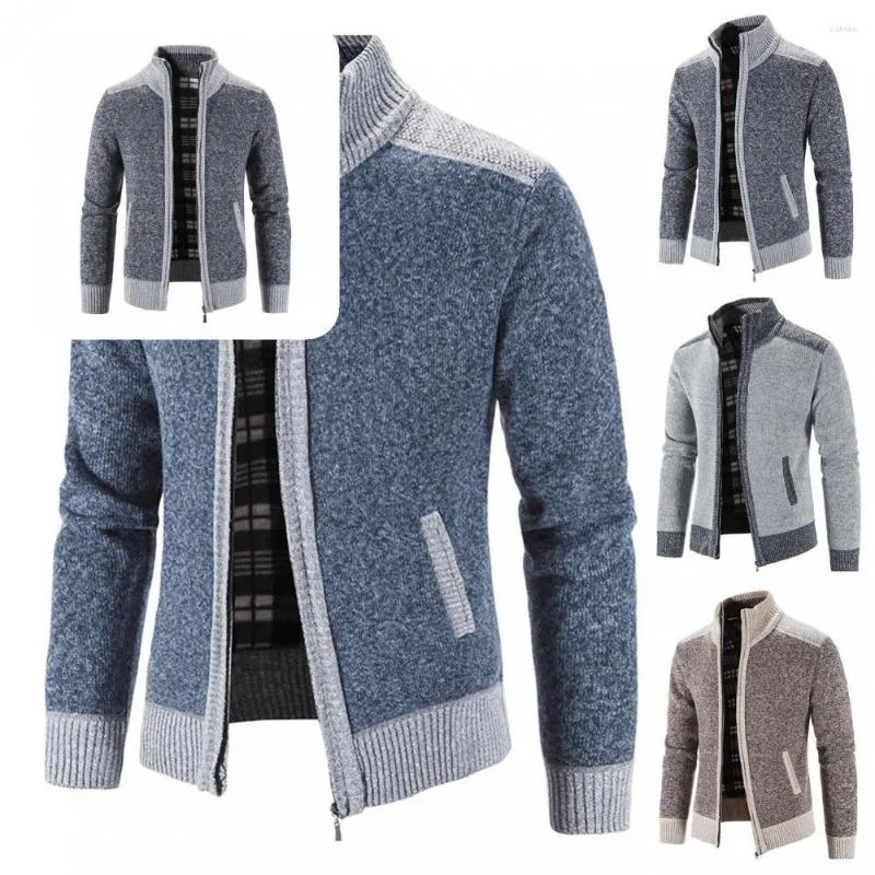 Men's Sweaters 2022 Autumn Winter Men Wool Sweater Zipper Knitted Cardigan Jacket Coat Slim Stand Collar Warm Casual Knitwear Fashion