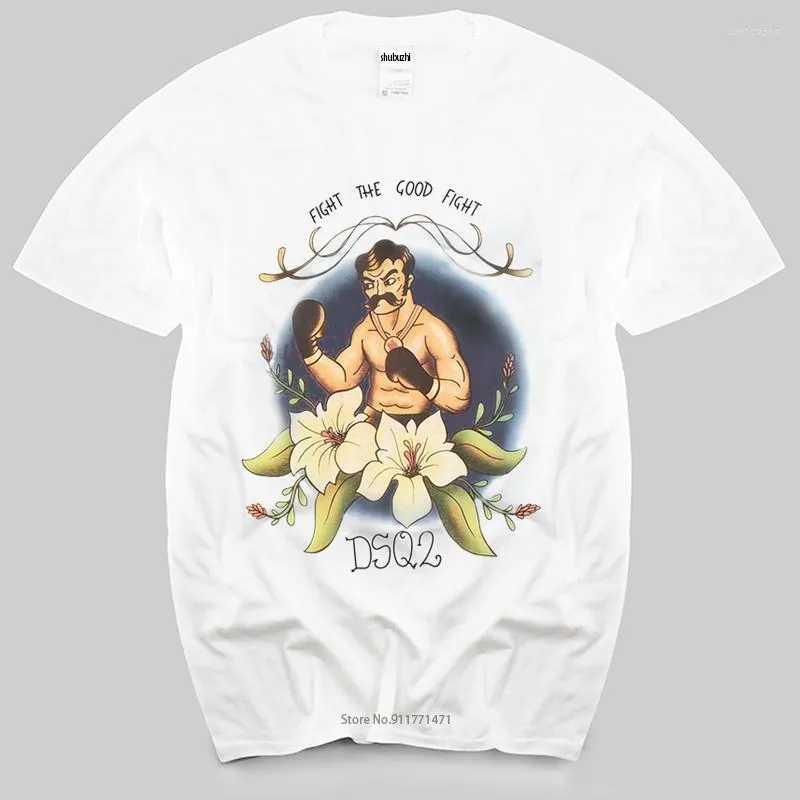 T-shirts pour hommes Chemise noire pour homme Taille européenne T-shirt à col rond pour homme Dsquare Boxers personnalisés Illustrations d'imprimés