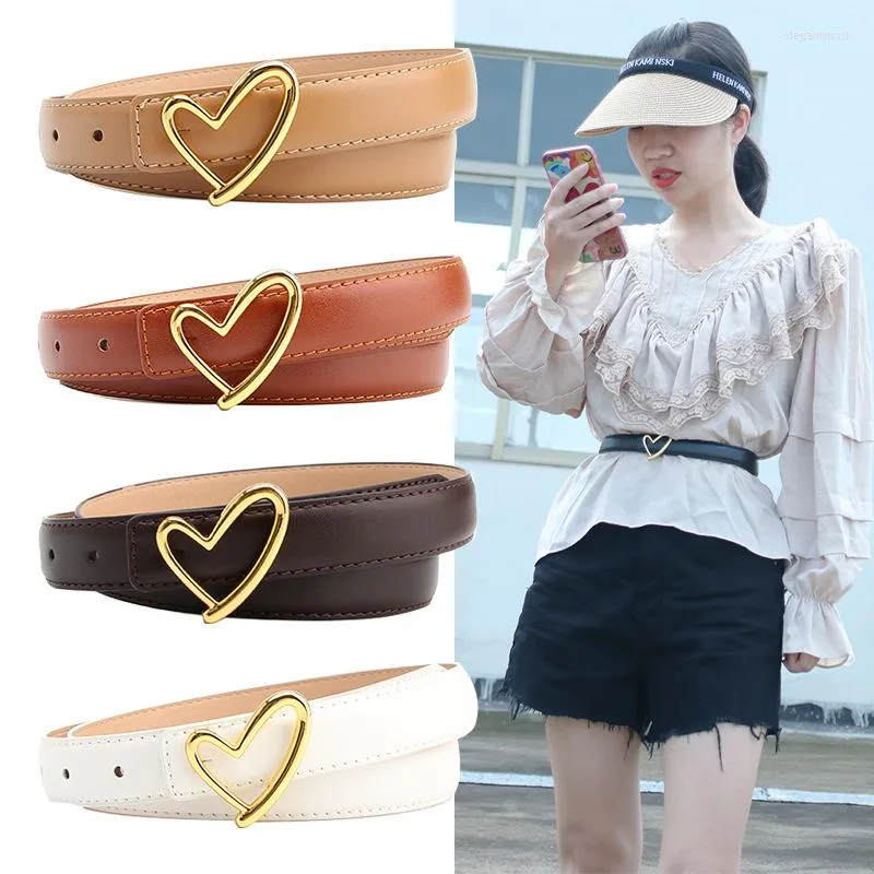 Belts Fashion Women PU Leather Belt Heart Female Cute Black Harajuku Ladies Pants Casual Student Dress For Jeans