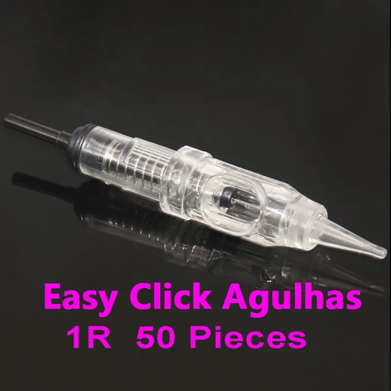50pcs agulha fácil clic universal dermografo 1 3 5 rl agujas de cartucho de maquillaje permanente 600D-G para la máquina de tatuajes de cejas CX200808