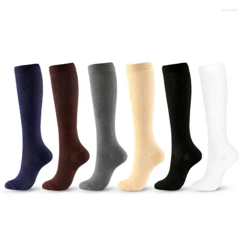 Chaussettes de sport 3 paires de bas de Compression Promotion de la Circulation sanguine minceur Anti-Fatigue confortable couleur unie