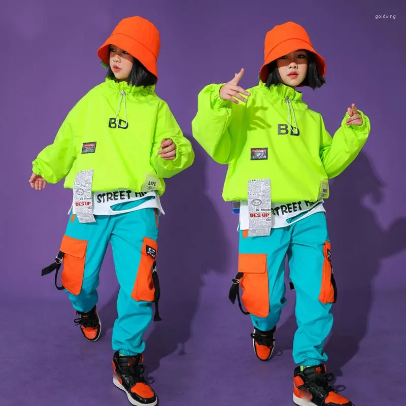 Vêtements de scène enfants Costumes de danse Hip Hop pour enfants veste à manches longues pantalons Hiphop tenues Jazz Performance vêtements DQS7837