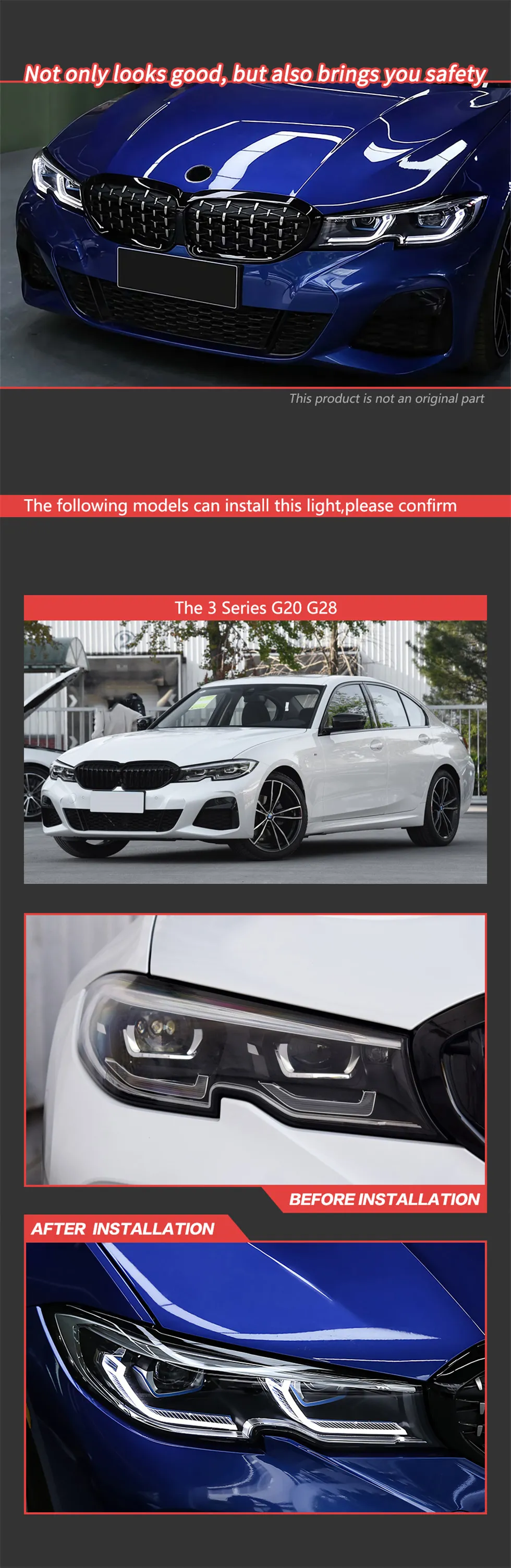 BMW G20 G28 3 Series M3 Laser Headlights With Dual Beam Lens F30 Tail  Lights Parts From Maxdo, $636.55