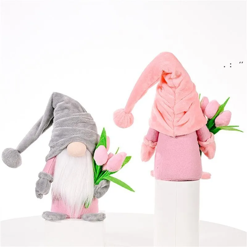 Décoration de noël printemps tulipe gnomes en peluche nain poupée jouet maison cuisine ornements fête des mères cadeau BBB16111