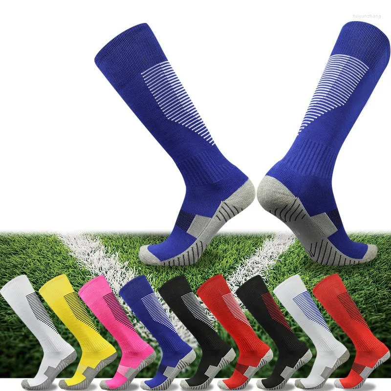 Sports Socks Football Club Color Stripe Professional Knee High Houstable Soccer Basketball Long Stocking Stocking Sport Choot Adult Kids