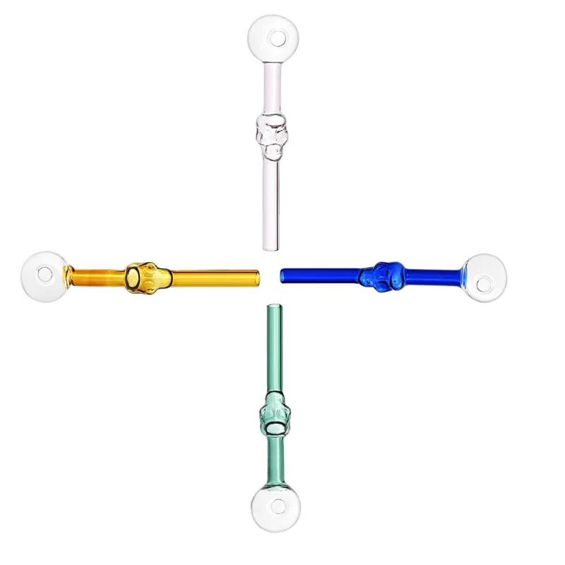 Queimadores de óleo de vidro colorido Tubos de fumantes com filtro de crânio Câmara de filtro reto Tubs de cachimbo de mão de tigelas de 0 mm de diâmetro