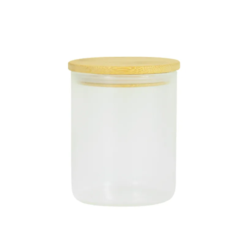 10oz Empty Sublimation Glow in the dark tumbler Frosted Glass Candle Jars with Bamboo Lids for Making Candles by express Z11