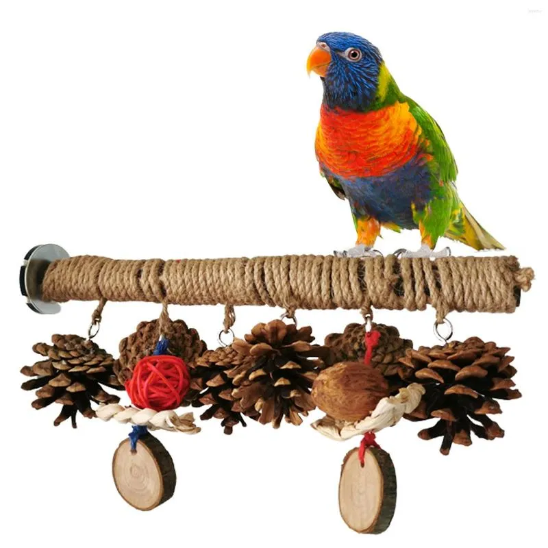 Andra f￥gelf￶rs￶rjningar papegoja Standing Stick Wood Pole Cockatiel Parakeet Perches Bite Claw Sliping Toy Cage Accessories Pet Toys