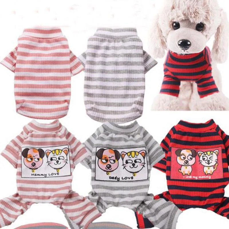 Hundkl￤der XS-XXL Jumpsuit randig fyrbenad jumpsuits Pyjamas Small Medium Dogs kl￤der Pet Puppy Cat Vest Romper Clothing #lyyt
