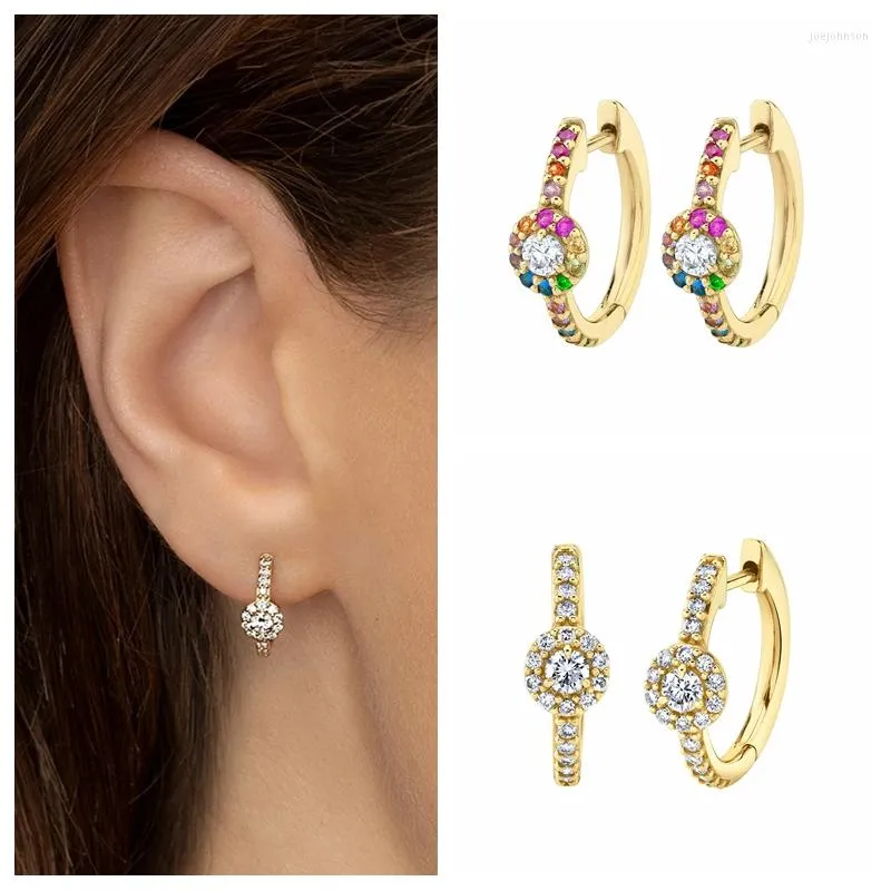 Boucles d'oreilles cerceaux 925 Boucle d'oreille en argent sterling gold couleur mode coloré zircon huggies anniversaire bijoux de bijoux