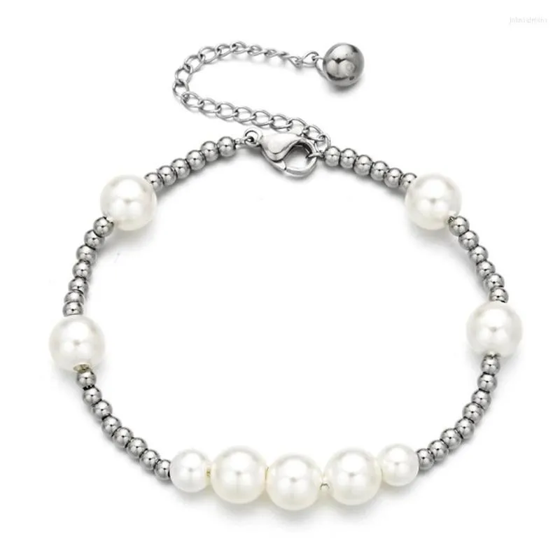 Bangle 2022 Fashion Pearl Steel Ball Women's Armband Rostfria pärlor Handsmycken Personlighet 5 Tillverkare Wholesale