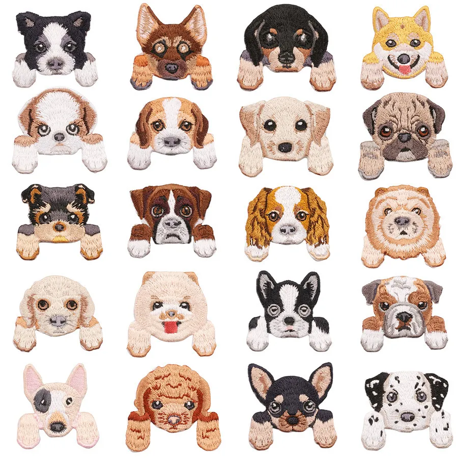 Notions Écusson de chien mignon pour vêtements Assortiment de fer brodé sur appliques à coudre Décoration Chiot Motif Badge DIY Vêtements Vestes Chaussures Jeans