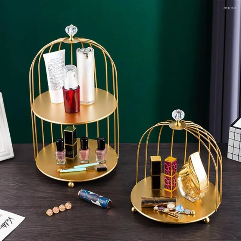 Boîtes de rangement Organisateur de maquillage fantaisie Cage Forme d'étagère portable élégante élégante élégante longue durée