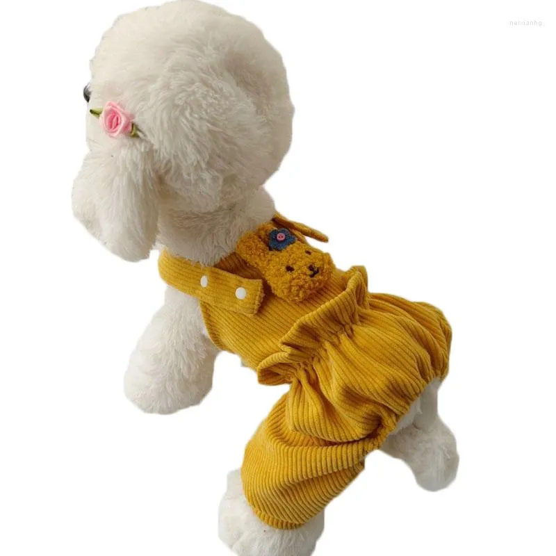 犬のアパレルかわいいジャンプスーツの服ピンクの黄色のストラップジャンプスーツチワワのペットオーバーオールパジャマスモールミディアムドッグxxl