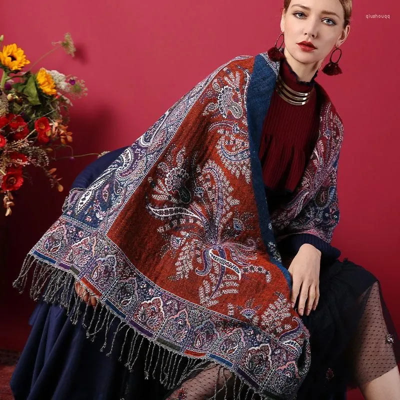 Foulards femmes hiver laine écharpe carré 2022 châles chauds et enveloppes pour dames broderie