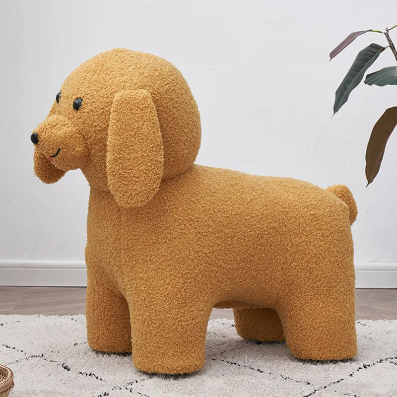 CozyPaws Plush Golden Retriever Stool: Cute Cartoon Dog Sofa for Creative Living Room Decor
