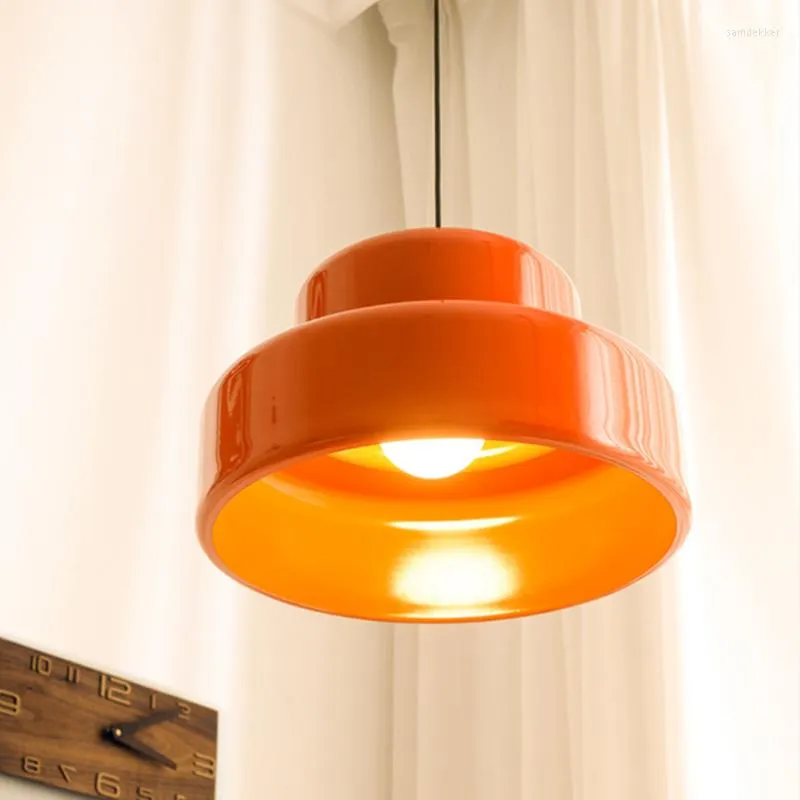 Lampade a sospensione Bauhaus Lampadari vintage arancioni Ristorante medievale Lampada da soffitto a LED Luci da studio per la decorazione della camera da letto retrò nordica