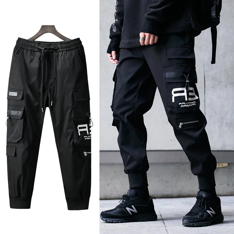 Pantalones de Harem Casual Streetwear Fashion Fashion Solid Juggers Palabos de carga Anklelength para hombres 221010