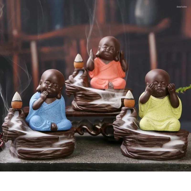 Fragrance Lamps Creative Home Decor Little Monk Smoke Backflow Incense Burner Holder 10 Cones