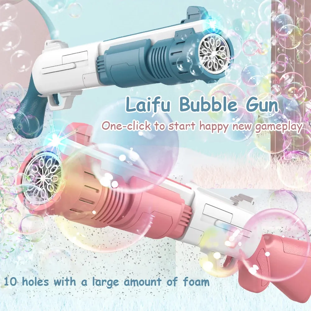 Новинка игры 10 лунок Электрическая пузырьковая винтовка Gatling Bubble Gun Machine Bubbles Bubbles Magic Bubble для ванной комнаты открытые игрушки для детей 221010