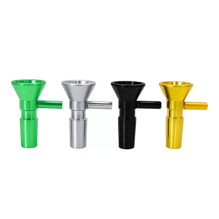 Metal Hookah Bong Bowl 14mm Male Joint 4 Colors 2 Styles Tobacco Herb Dry Burner Glass Water Bong Bubbler Pipe Tool Oil Rigs Filter Tips