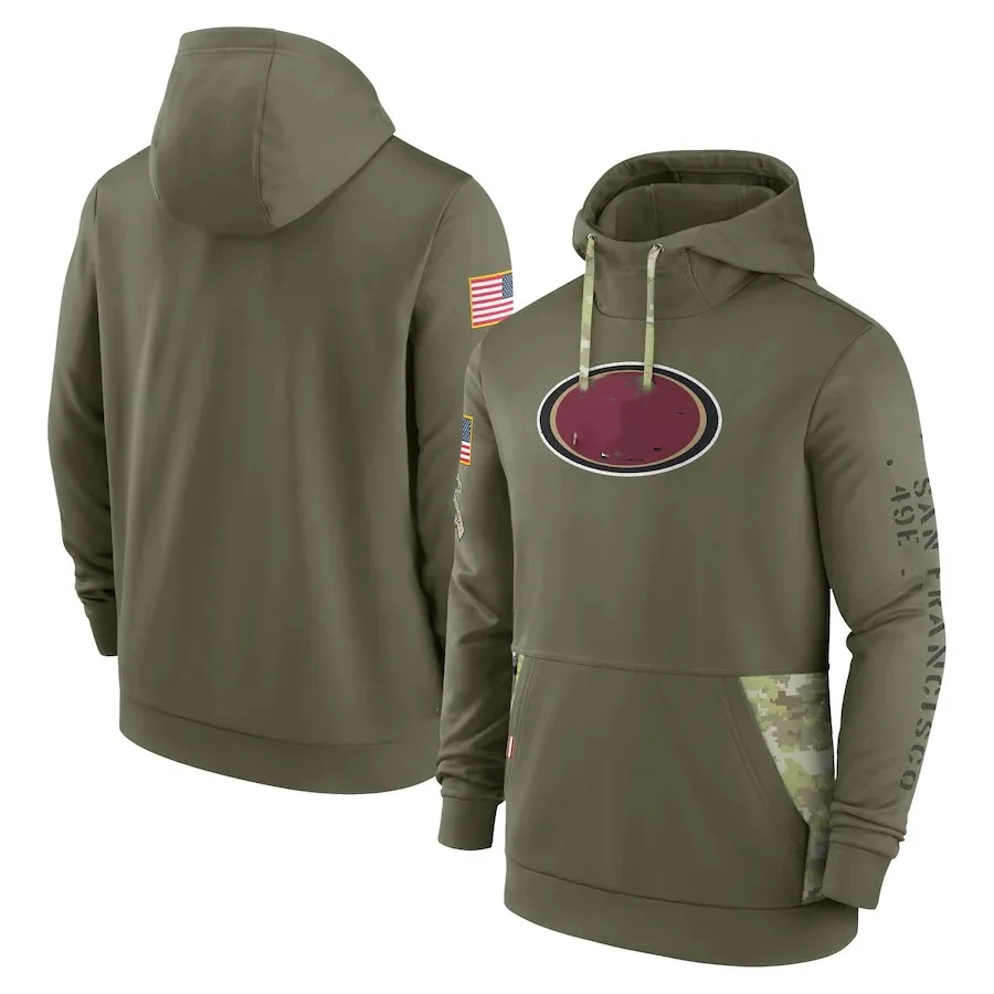 Olive 2022 Salute To Service Therma Performance Pullover Felpa con cappuccio Fans Top Taglia S-XXXL Tutte le 32 squadre