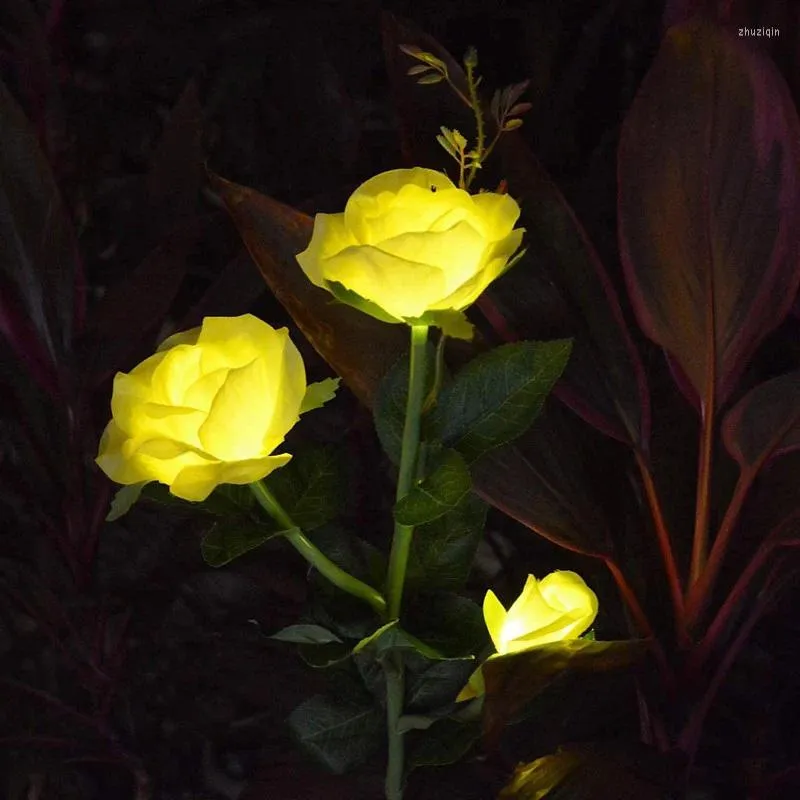 Illuminazione di paesaggio del percorso delle luci del palo del giardino solare della rosa artificiale della primavera per la goccia della decorazione del cortile del patio