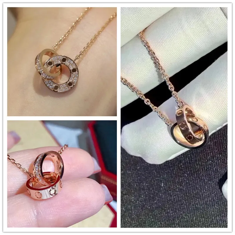 Роскошное ожерелье с подвеской, дизайнерские ювелирные изделия, бриллиантовые ожерелья для женщин, модное двойное кольцо, модное ожерелье, подарок на день Святого Валентина, свадебные украшения