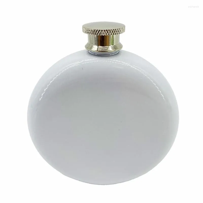 Hip Flasks CALCA 100pcs 5oz 304 Stainless Steel White Sublimation Round &Cold Wine Bottle DIY Printing Water Cup Gifts