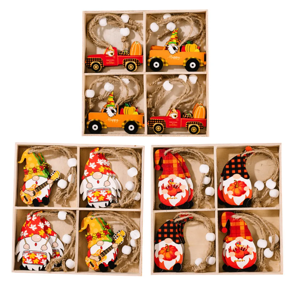 Thanksgiving Party Supplies Récolte Gnome En Bois Pendentif Décorations Automne Arbre Suspendu Ornement XBJK2210